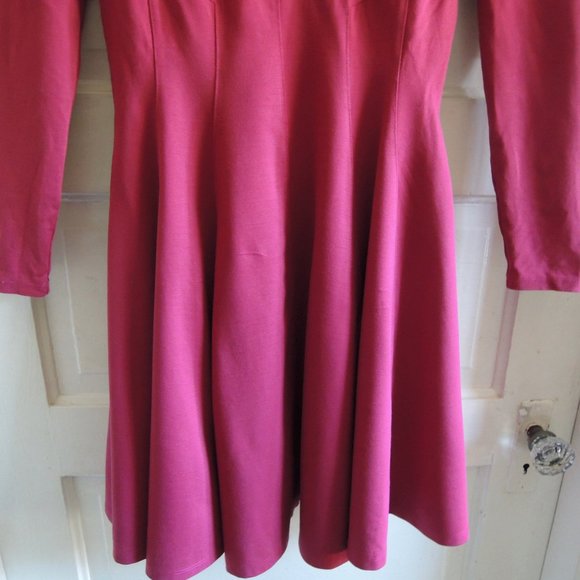 Anthropologie Dark Pink Stretchy Seamed 3/4 Sleeve Mini Dress M/S - Picture 5 of 11